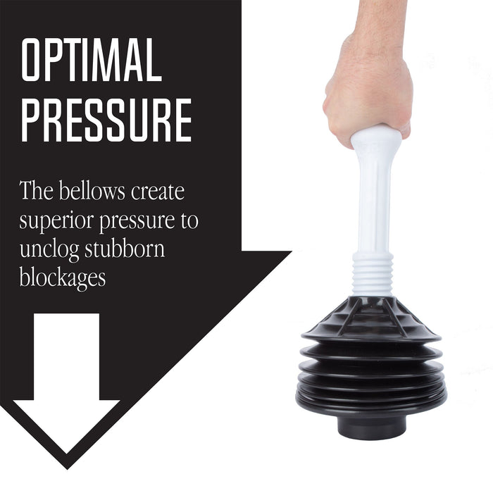 Bellows Accordion Toilet Plunger (Black and White) - Sweatfully