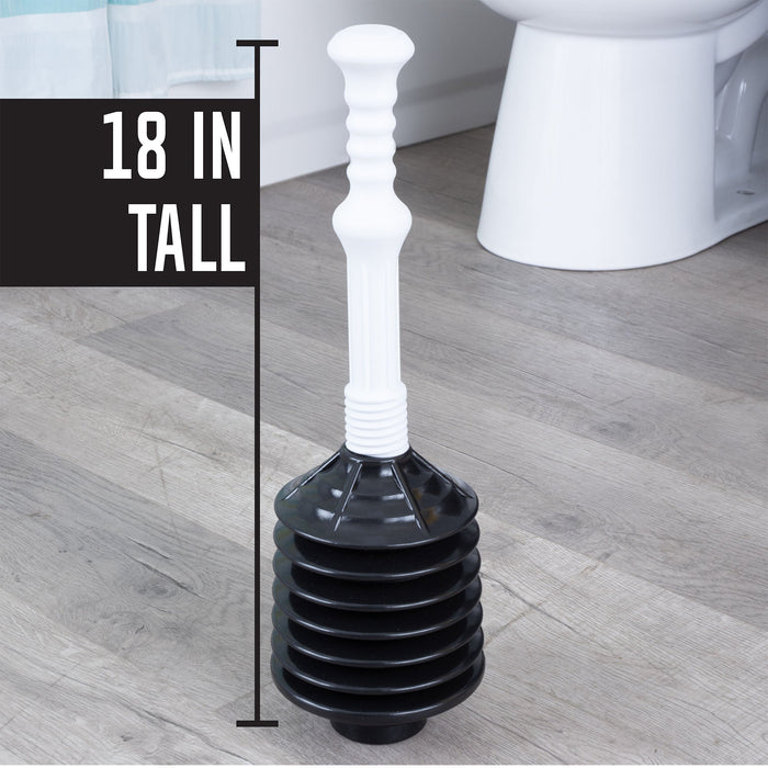 Bellows Accordion Toilet Plunger (Black and White) - Sweatfully