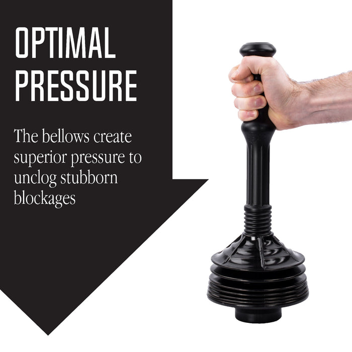 Bellows Accordion Toilet Plunger (Black) - Sweatfully