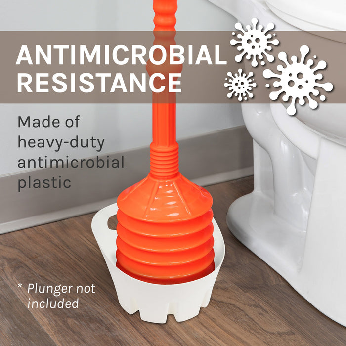 Antimicrobial Universal Drip Tray for Toilet Plunger (White) - Sweatfully