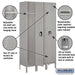 Salsbury 15" Wide Single Tier Standard Metal Locker - 3 Wide - 6 Feet High - 15 Inches Deep - Gray - Assembled - Sweatfully