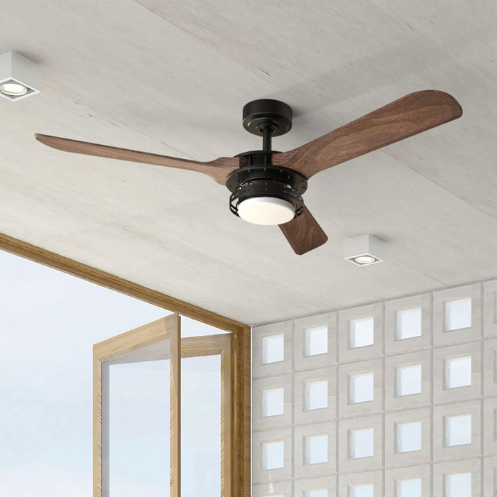 52" Aerofanture Industrial DC Motor Downrod Mount Reversible Ceiling Fan with Lighting and Remote Control - Sweatfully