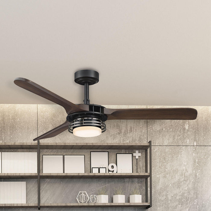 52" Aerofanture Industrial DC Motor Downrod Mount Reversible Ceiling Fan with Lighting and Remote Control - Sweatfully