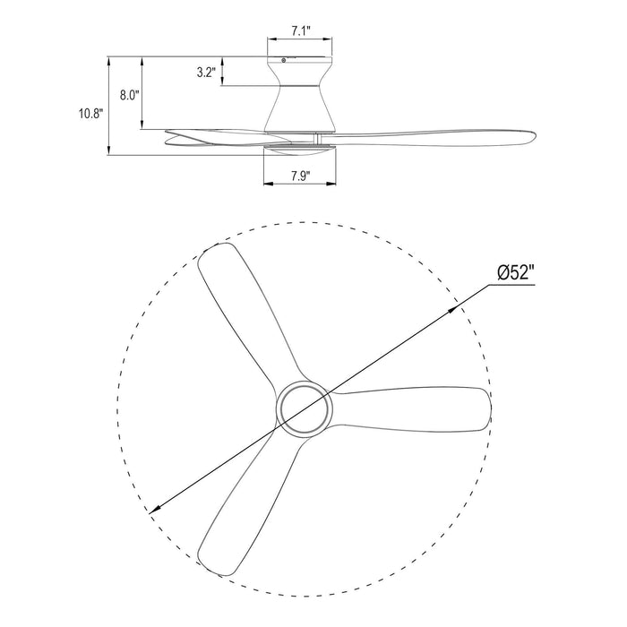 52" Ahmedabad Industrial DC Motor Flush Mount Reversible Ceiling Fan with LED Lighting and Remote Control - Sweatfully