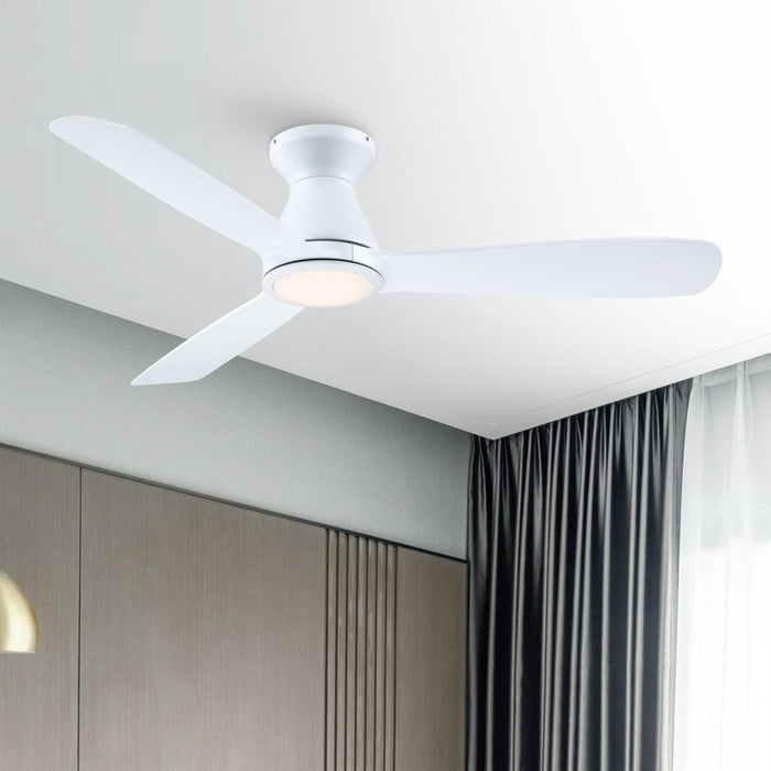 52" Ahmedabad Industrial DC Motor Flush Mount Reversible Ceiling Fan with LED Lighting and Remote Control - Sweatfully