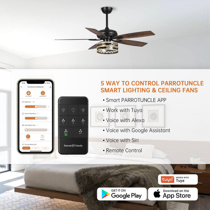 52" Alward Smart Fan with Light Kit - Sweatfully