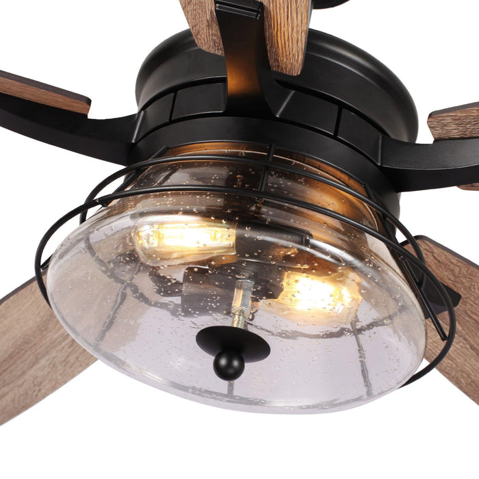 52" Antone Industrial Downrod Mount Reversible Ceiling Fan with Lighting and Remote Control - Sweatfully