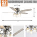 52" Bangatore Traditional Chrome Flush Mount Reversible Ceiling Fan with Lighting and Remote Control - Sweatfully