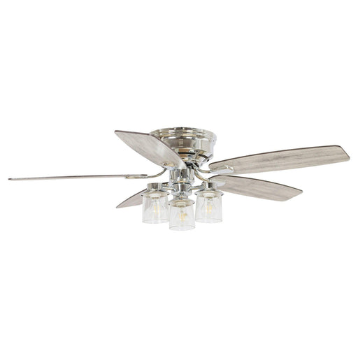 52" Bangatore Traditional Chrome Flush Mount Reversible Ceiling Fan with Lighting and Remote Control - Sweatfully