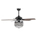 52" Berkshire Modern Downrod Mount Reversible Crystal Ceiling Fan with Lighting and Remote Control - Sweatfully