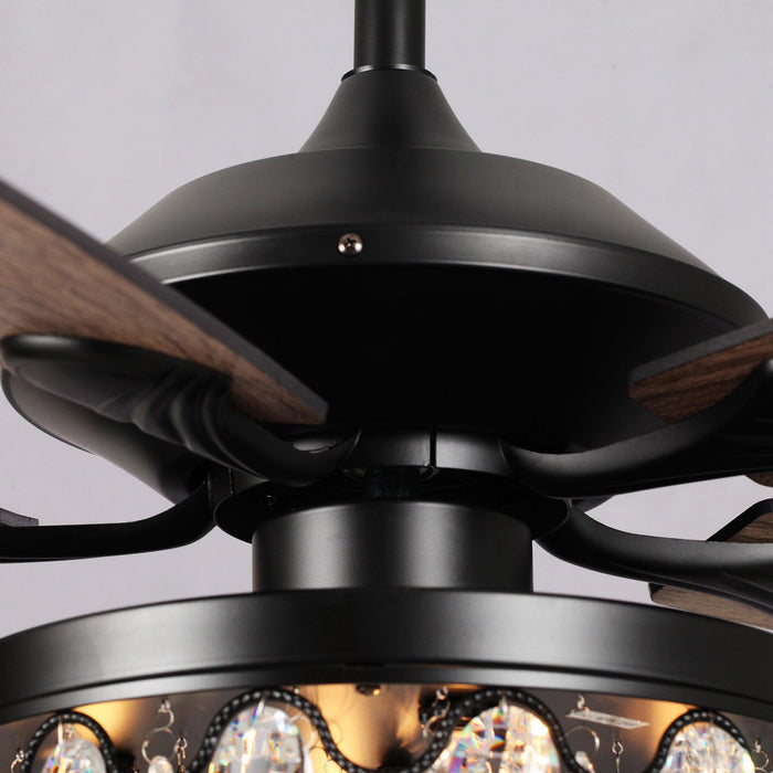 52" Berkshire Modern Downrod Mount Reversible Crystal Ceiling Fan with Lighting and Remote Control - Sweatfully
