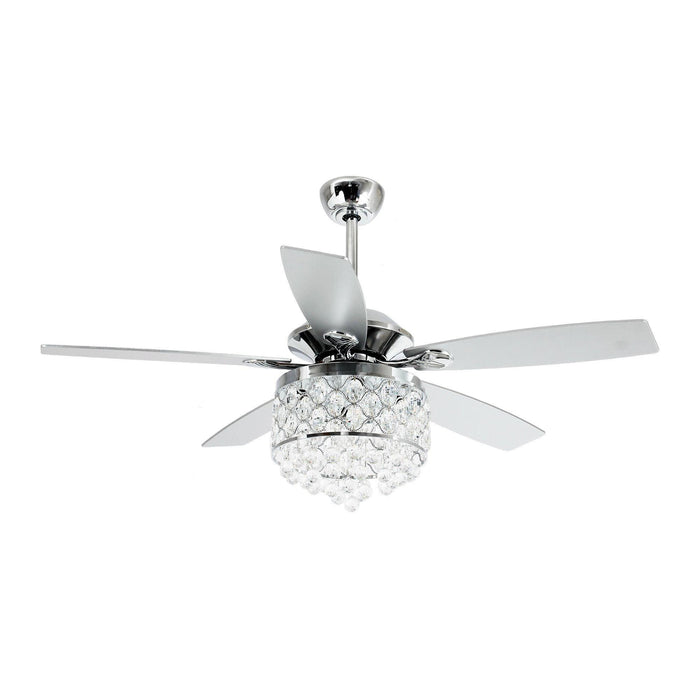 52" Berkshire Modern Downrod Mount Reversible Crystal Ceiling Fan with Lighting and Remote Control - Sweatfully