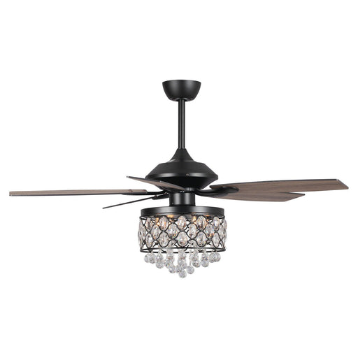 52" Berkshire Modern Downrod Mount Reversible Crystal Ceiling Fan with Lighting and Remote Control - Sweatfully