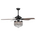 52" Berkshire Modern Downrod Mount Reversible Crystal Ceiling Fan with Lighting and Remote Control - Sweatfully