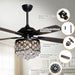52" Berkshire Modern Downrod Mount Reversible Crystal Ceiling Fan with Lighting and Remote Control - Sweatfully