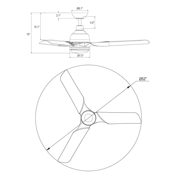 52" Cason Induatrial Downrod Mount Reversible Ceiling Fan with LED Lighting and Remote Control - Sweatfully