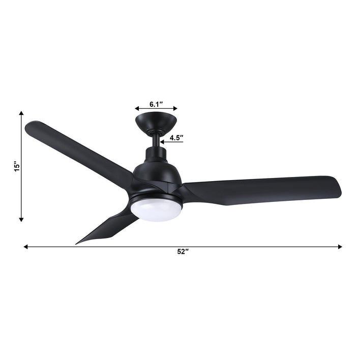 52" Cason Induatrial Downrod Mount Reversible Ceiling Fan with LED Lighting and Remote Control - Sweatfully