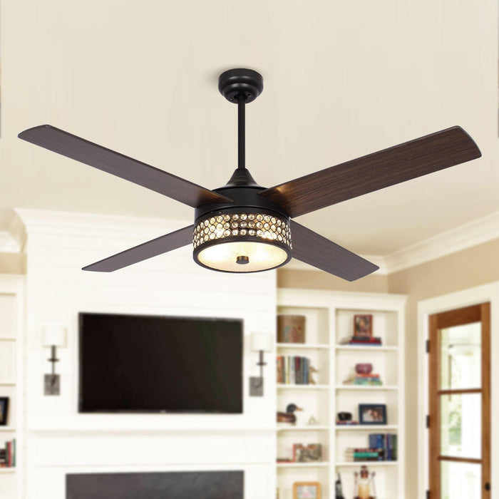 52" Cason Modern Downrod Mount Reversible Ceiling Fan with Lighting and Remote Control - Sweatfully