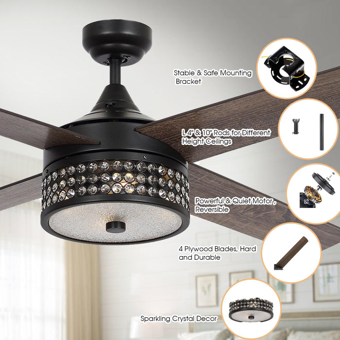 52" Cason Modern Downrod Mount Reversible Ceiling Fan with Lighting and Remote Control - Sweatfully