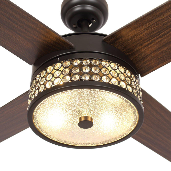 52" Cason Modern Downrod Mount Reversible Ceiling Fan with Lighting and Remote Control - Sweatfully