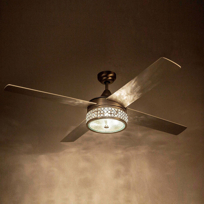 52" Cason Modern Downrod Mount Reversible Ceiling Fan with Lighting and Remote Control - Sweatfully