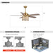 52" Cochin Modern Downrod Mount Reversible Crystal Ceiling Fan with Lighting and Remote Control - Sweatfully