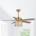 52" Cochin Modern Downrod Mount Reversible Crystal Ceiling Fan with Lighting and Remote Control - Sweatfully