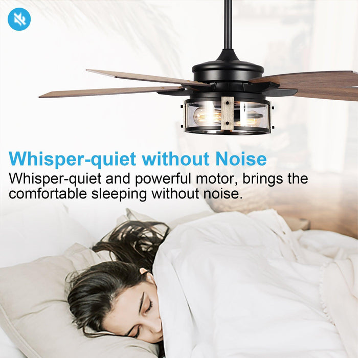 52" Coimbatore Farmhouse Downrod Mount Reversible Ceiling Fan with Lighting and Remote Control - Sweatfully
