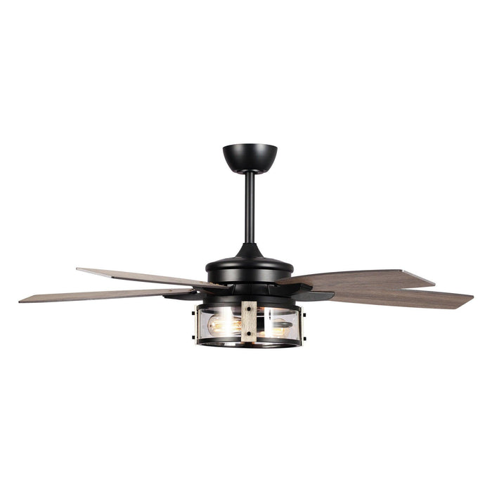 52" Coimbatore Farmhouse Downrod Mount Reversible Ceiling Fan with Lighting and Remote Control - Sweatfully