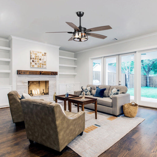 52" Coimbatore Farmhouse Downrod Mount Reversible Ceiling Fan with Lighting and Remote Control - Sweatfully