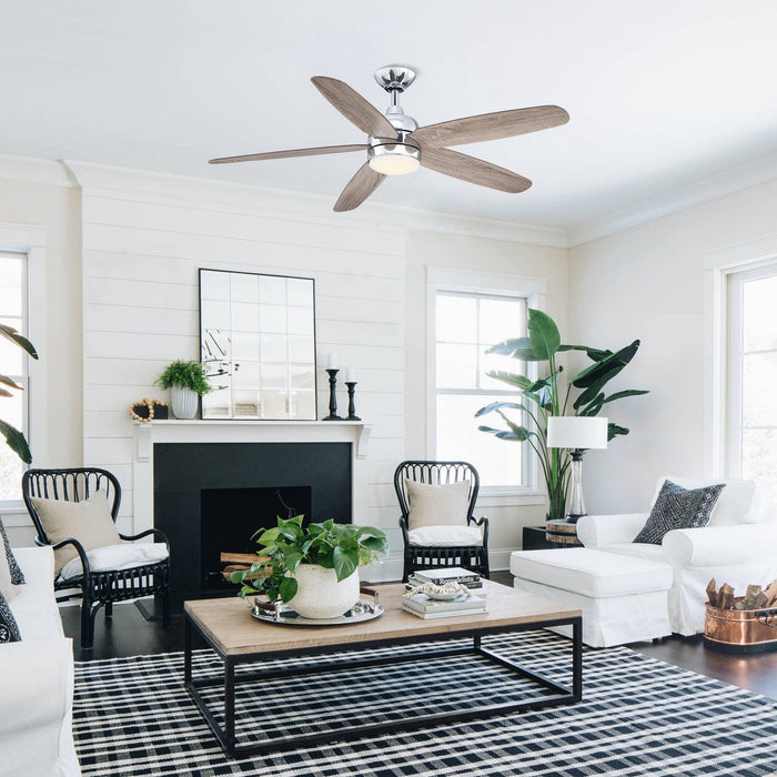 52" Dicken Farmhouse Downrod Mount Reversible Ceiling Fan with Lighting and Remote Control - Sweatfully