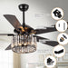 52" Dicken Modern Downrod Mount Reversible Crystal Ceiling Fan with Lighting and Remote Control - Sweatfully