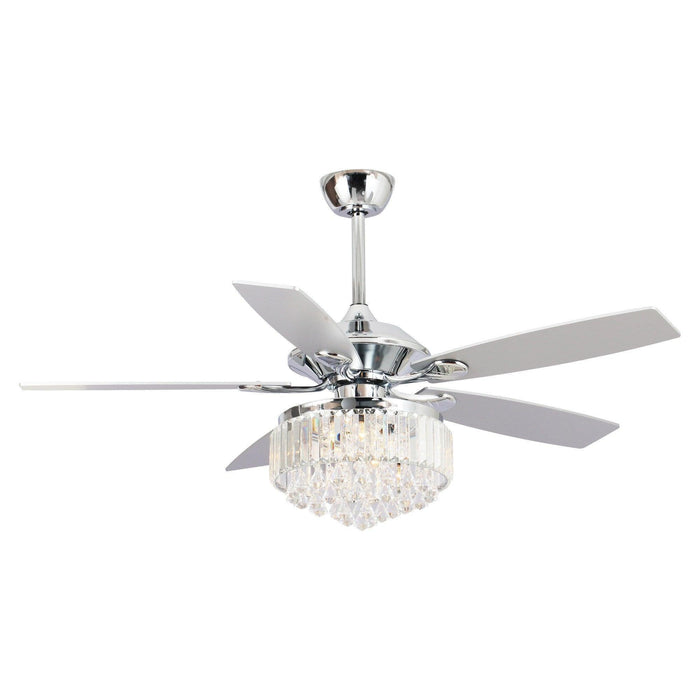 52" Elkton Modern Reversible Crystal Fandelier with Lighting and Remote Control - Sweatfully