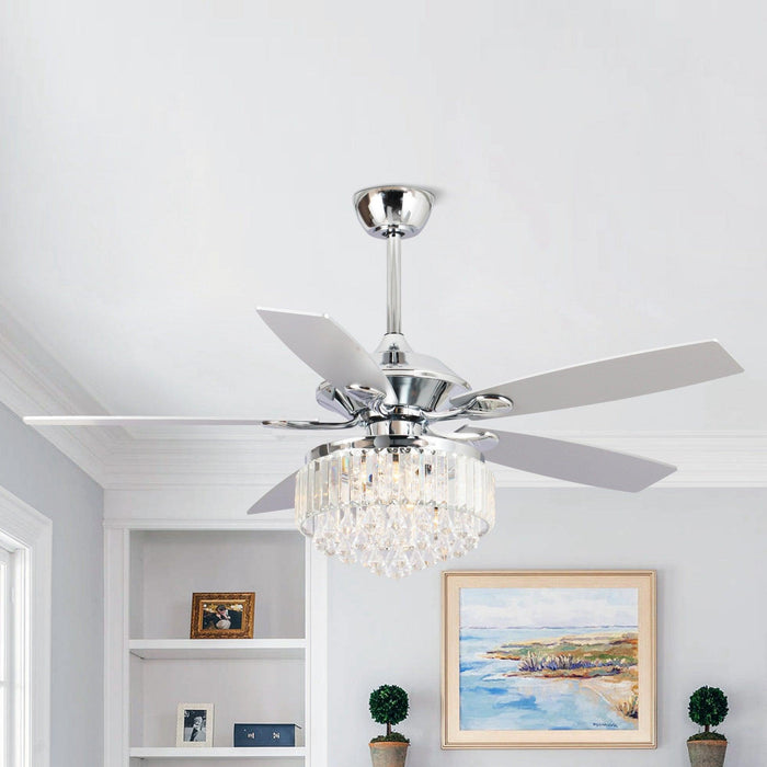 52" Elkton Modern Reversible Crystal Fandelier with Lighting and Remote Control - Sweatfully