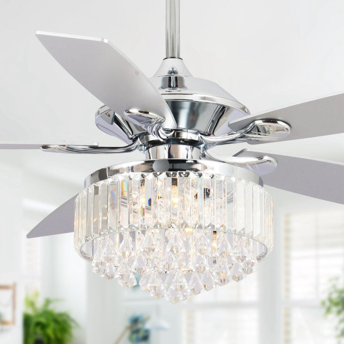 52" Elkton Modern Reversible Crystal Fandelier with Lighting and Remote Control - Sweatfully
