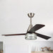 52" Farmhouse Satin Nickel Downrod Mount Reversible Crystal Ceiling Fan with Lighting and Remote Control - Sweatfully