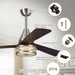 52" Farmhouse Satin Nickel Downrod Mount Reversible Crystal Ceiling Fan with Lighting and Remote Control - Sweatfully