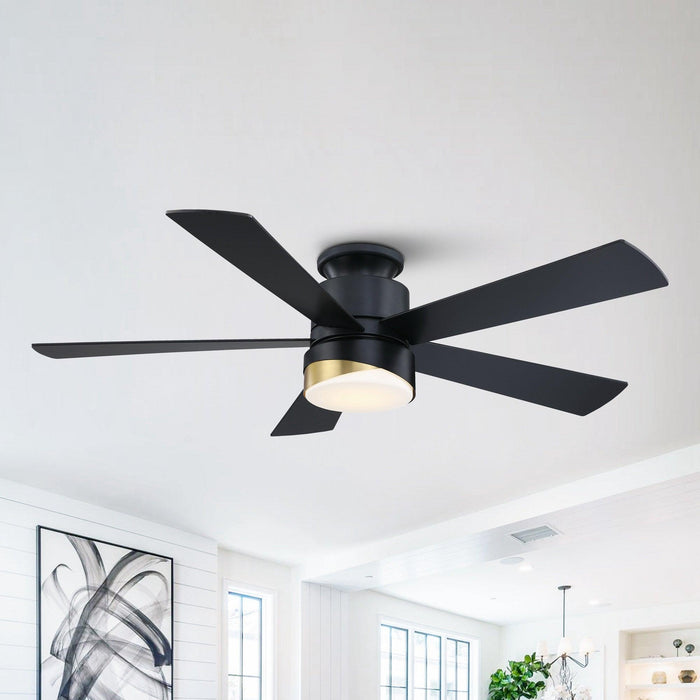 52" Flush Mount Smart Fan with LED Light - Sweatfully