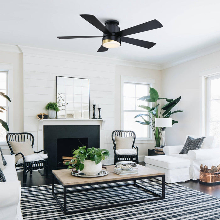 52" Flush Mount Smart Fan with LED Light - Sweatfully