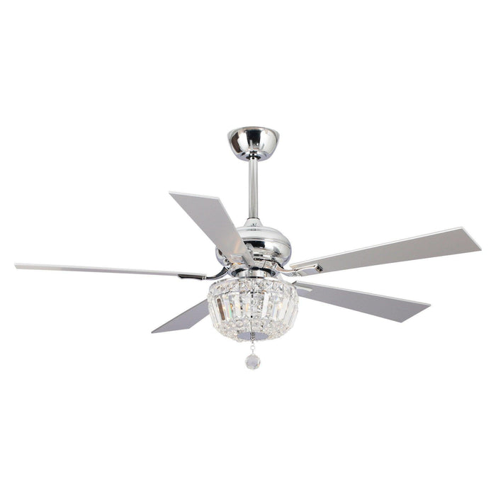 52" Ganga Modern Downrod Mount Reversible Crystal Ceiling Fan with Lighting and Remote Control - Sweatfully