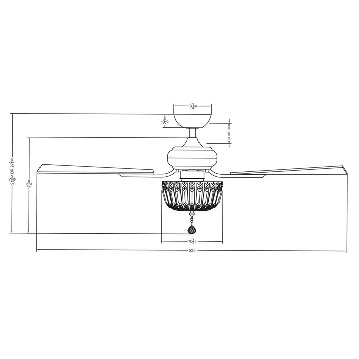 52" Ganga Modern Downrod Mount Reversible Crystal Ceiling Fan with Lighting and Remote Control - Sweatfully