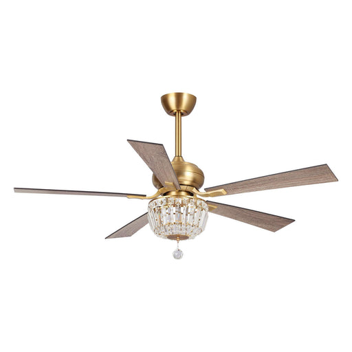 52" Ganga Modern Downrod Mount Reversible Crystal Ceiling Fan with Lighting and Remote Control - Sweatfully
