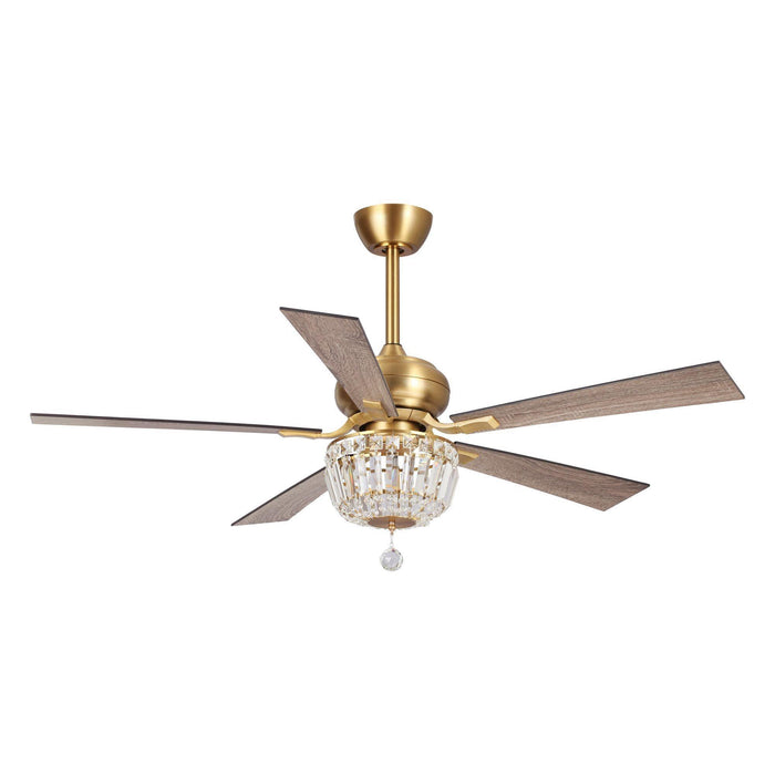 52" Ganga Modern Downrod Mount Reversible Crystal Ceiling Fan with Lighting and Remote Control - Sweatfully