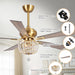 52" Ganga Modern Downrod Mount Reversible Crystal Ceiling Fan with Lighting and Remote Control - Sweatfully