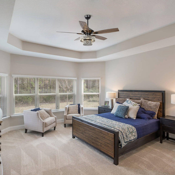 52" Howell Modern Downrod Mount Reversible Crystal Ceiling Fan with Lighting and Remote Control - Sweatfully