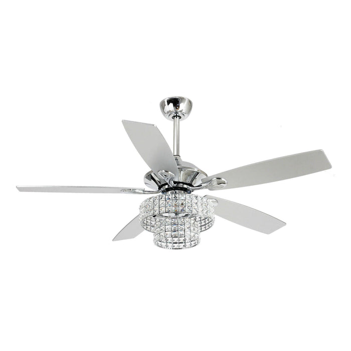 52" Howell Modern Downrod Mount Reversible Crystal Ceiling Fan with Lighting and Remote Control - Sweatfully