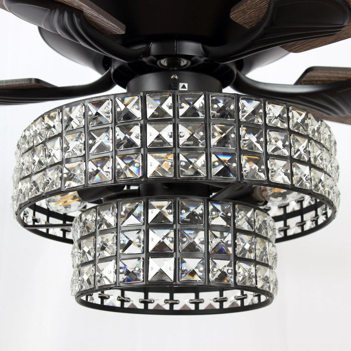 52" Howell Modern Downrod Mount Reversible Crystal Ceiling Fan with Lighting and Remote Control - Sweatfully