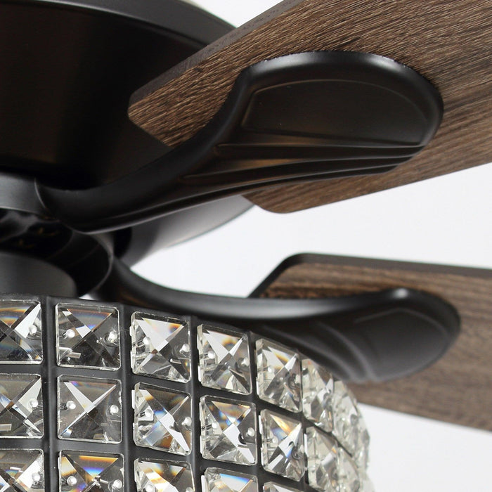 52" Howell Modern Downrod Mount Reversible Crystal Ceiling Fan with Lighting and Remote Control - Sweatfully