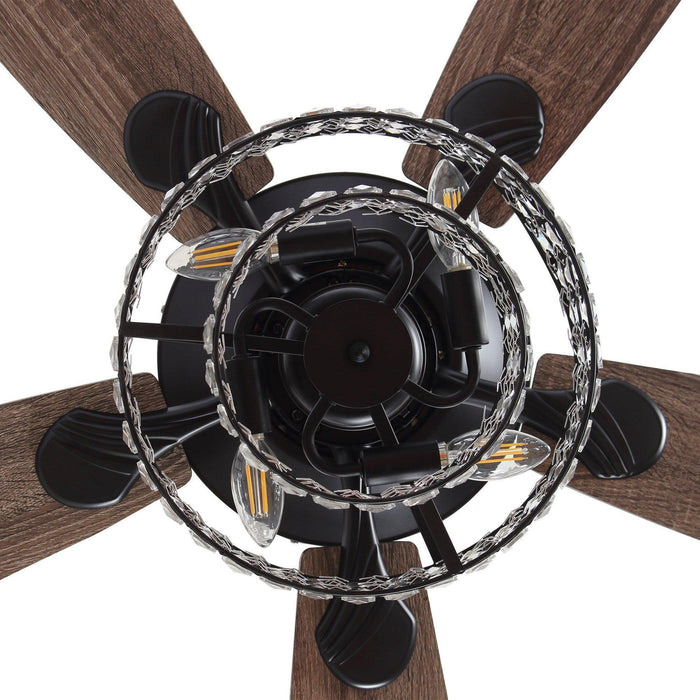 52" Howell Modern Downrod Mount Reversible Crystal Ceiling Fan with Lighting and Remote Control - Sweatfully