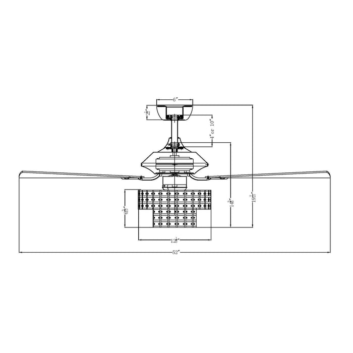 52" Howell Modern Downrod Mount Reversible Crystal Ceiling Fan with Lighting and Remote Control - Sweatfully